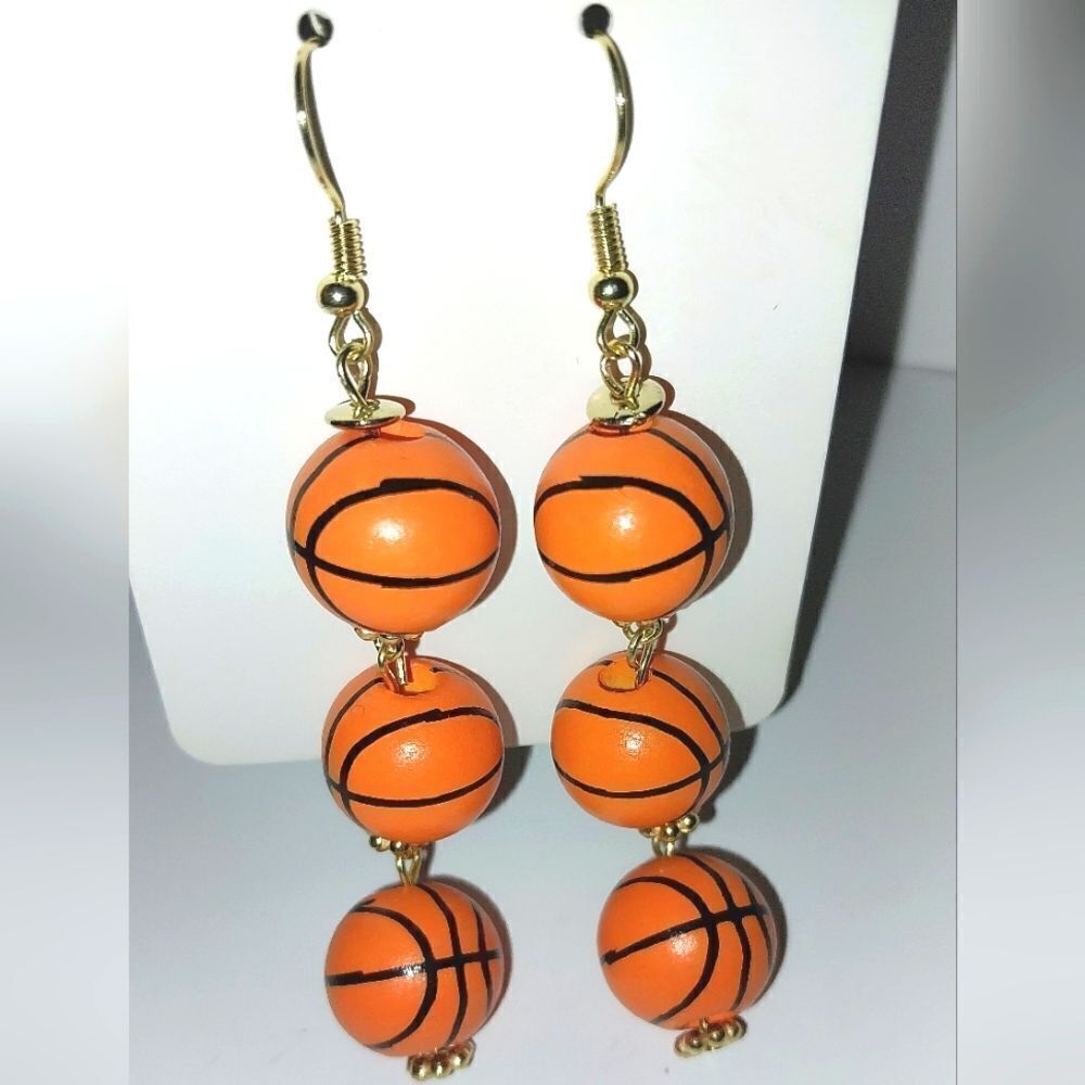 Super cute basketball dangle earrings